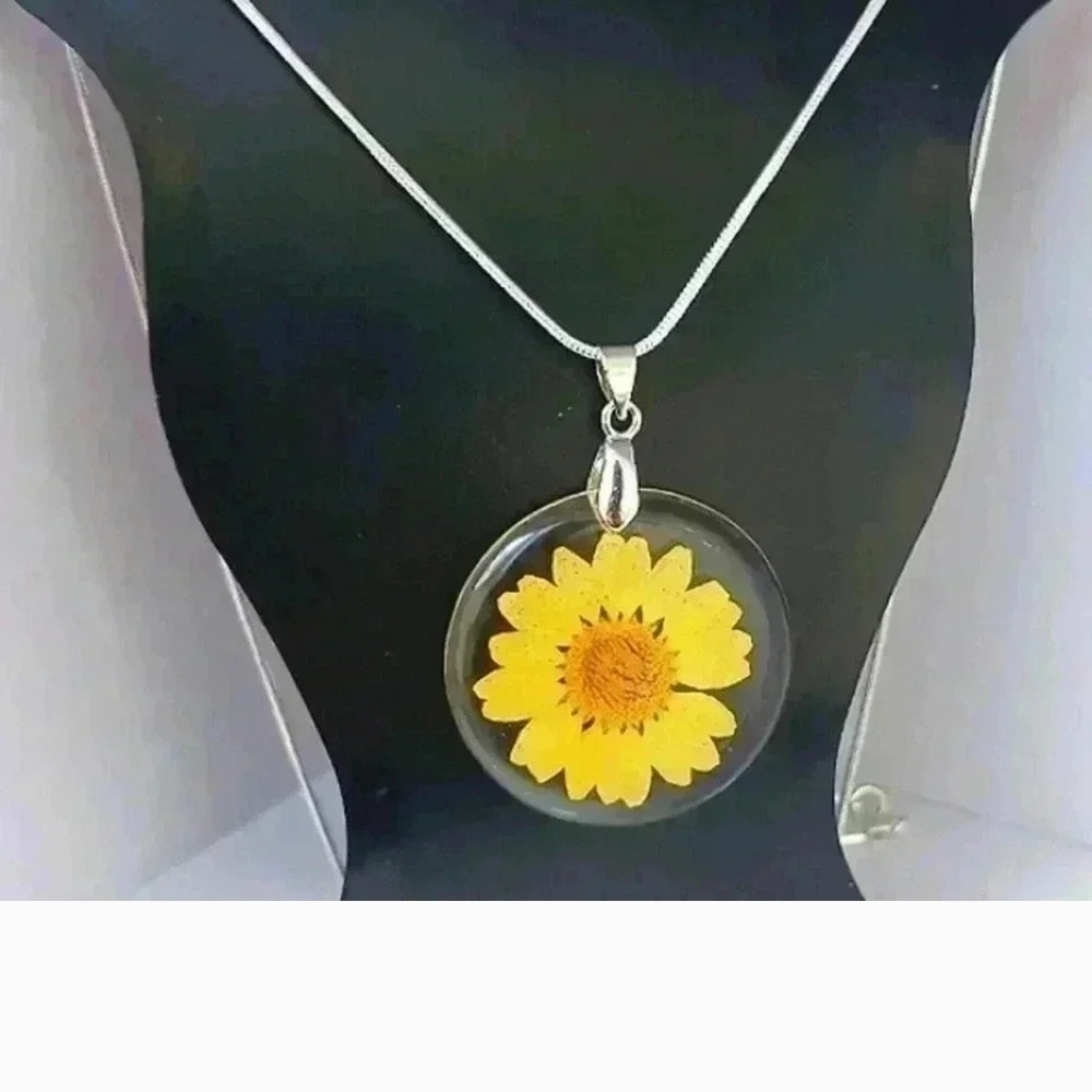 Yellow Flower Pendant Necklace